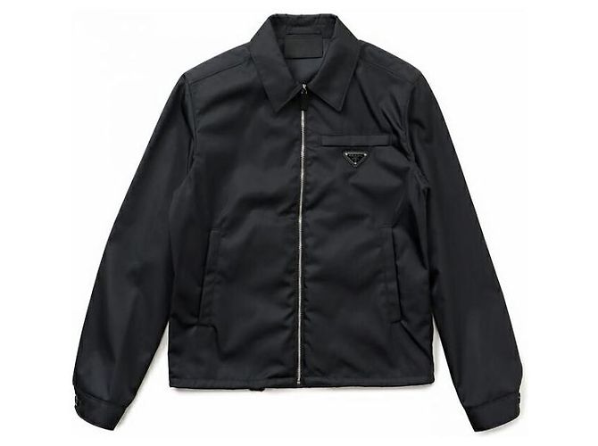 Prada Re-Nylon Triangle Logo Bomber Jacket Black - view 3