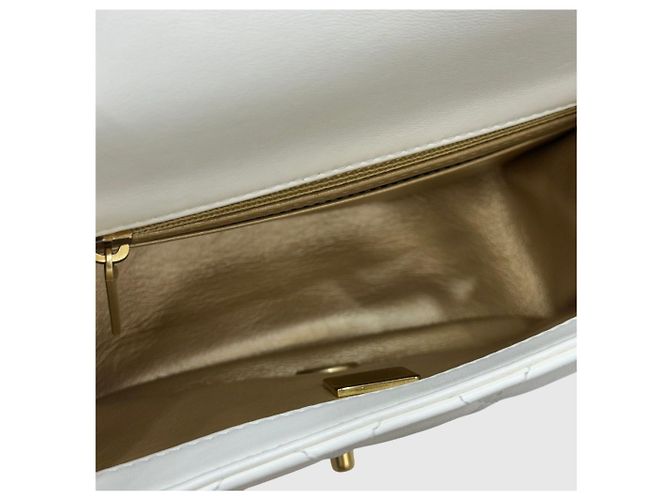 Chanel Petite Sac Ramskin Vintage Gold Chain White Bianco - vista 7