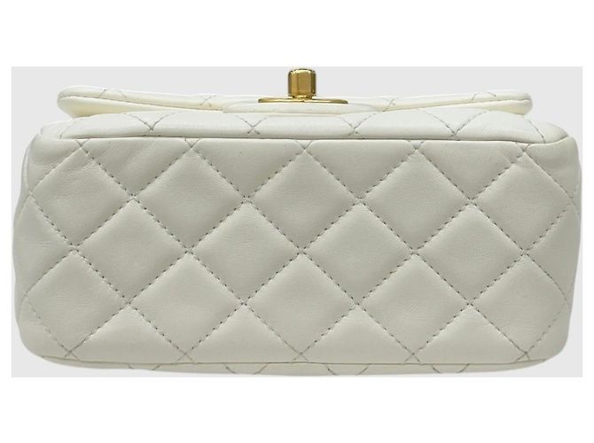 Chanel Petite Sac Ramskin Vintage Gold Chain White Bianco - vista 8
