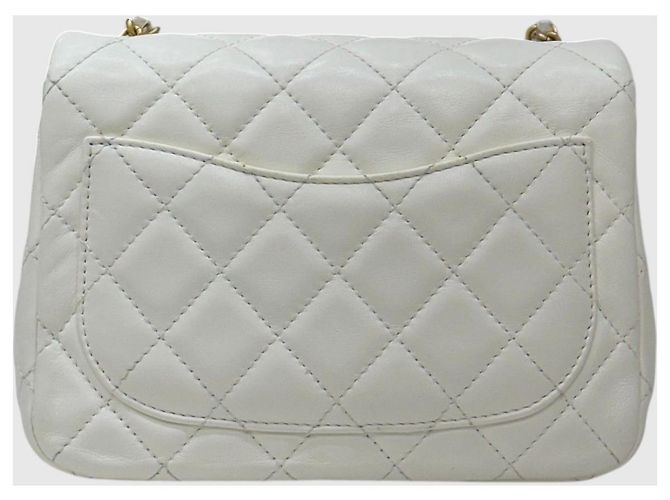 Chanel Petite Sac Ramskin Vintage Gold Chain White Bianco - vista 9