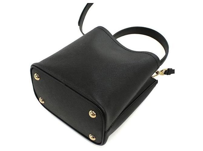 Prada Mini Borsa a Cestino in Pelle Saffiano Nero - vista 5