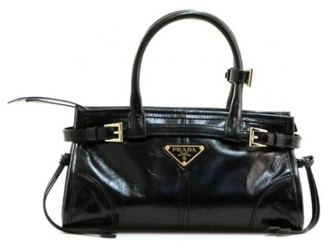 Prada Borsa a mano mini in pelle Bonny Nero - vista 3