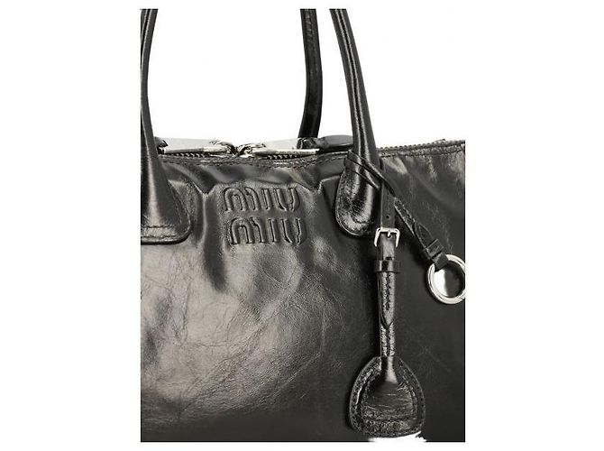 Borsa a mano Miu Miu in pelle lucida nera Nero - vista 6