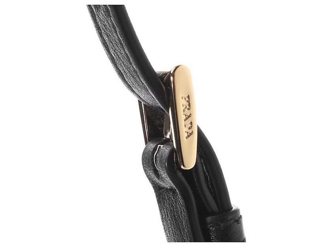 Prada Logo Triangle Leder Hobo-Tasche Schwarz - Ansicht 10