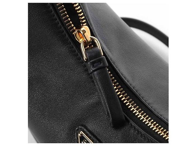 Prada Logo Triangle Leder Hobo-Tasche Schwarz - Ansicht 12