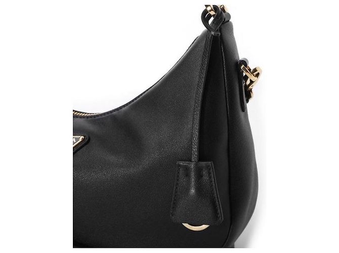 Prada Logo Triangle Leder Hobo-Tasche Schwarz - Ansicht 13
