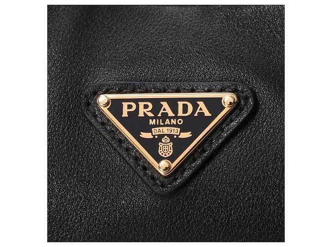 Prada Logo Triangle Leder Hobo-Tasche Schwarz - Ansicht 14