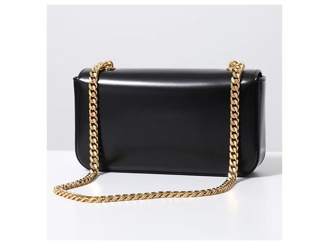 Céline Borsa a tracolla con catena in vitello lucido Nero - vista 5