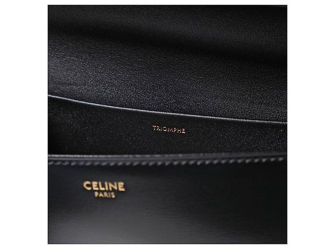 Céline Borsa a tracolla con catena in vitello lucido Nero - vista 7