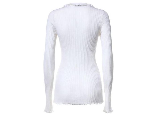 Miu Miu Seidenpullover mit Rundhalsausschnitt Weiß - Ansicht 5