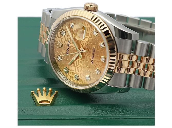 Rolex Orologio Combinazione Uomo Datejust con Quadrante Computer e Diamanti Originali Giallo - vista 24