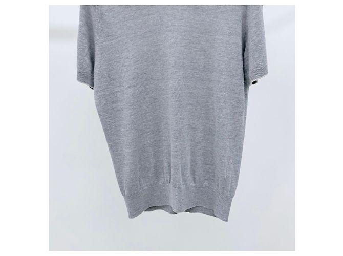 Brunello Cucinelli Baumwoll-Poloshirt mit kurzen Ärmeln Grau Braun - Ansicht 3
