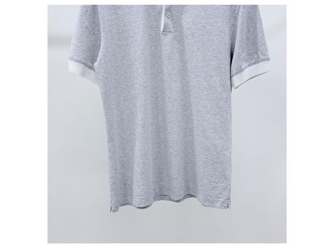 Brunello Cucinelli Baumwoll-Poloshirt mit kurzen Ärmeln Grau Braun - Ansicht 3