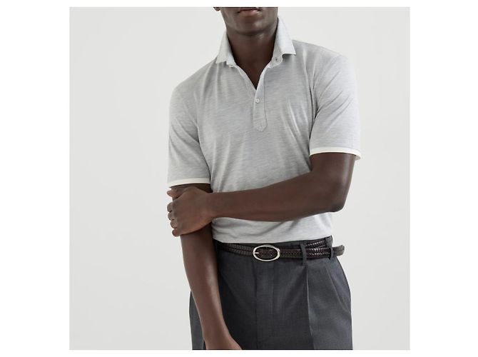 Brunello Cucinelli Baumwoll-Poloshirt mit kurzen Ärmeln Grau Braun - Ansicht 7