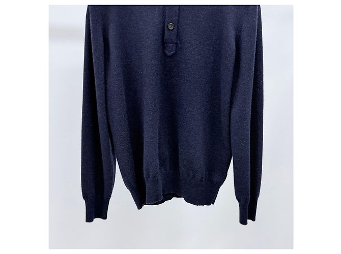 Brunello Cucinelli Kaschmir-Strickpolo Navy Blau - Ansicht 3