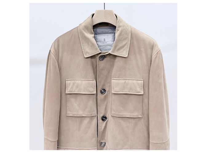 Brunello Cucinelli Giacca Mustang in camoscio beige Marrone - vista 2