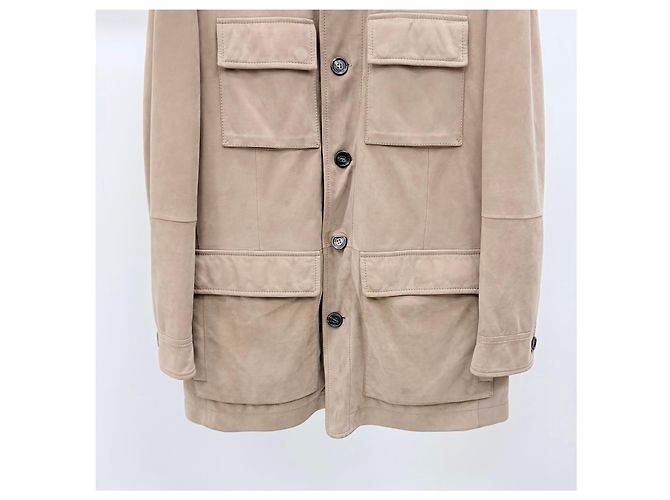Brunello Cucinelli Giacca Mustang in camoscio beige Marrone - vista 3