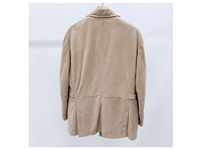 Brunello Cucinelli Giacca Mustang in camoscio beige Marrone - vista 4