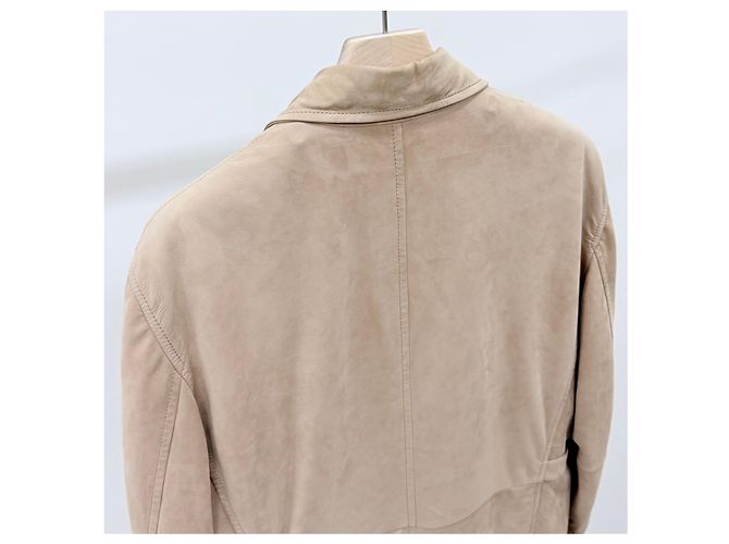 Brunello Cucinelli Giacca Mustang in camoscio beige Marrone - vista 5