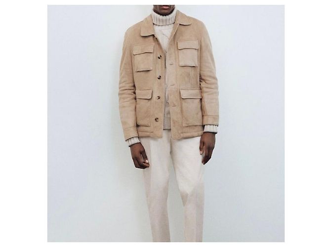 Brunello Cucinelli Giacca Mustang in camoscio beige Marrone - vista 8