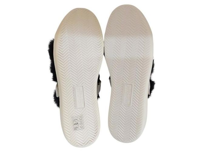 Moncler Sneakers in pelle bianca Rabbit con pelliccia e Velcro da donna Bianco - vista 7