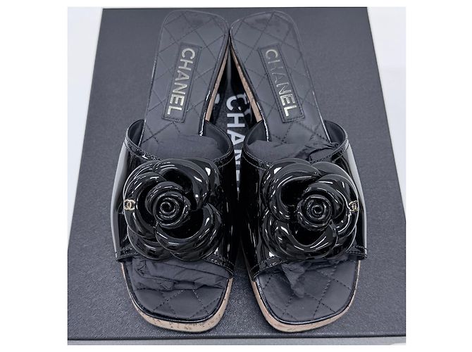 Chanel Mules con tacco Camellia da donna - Nero - vista 6