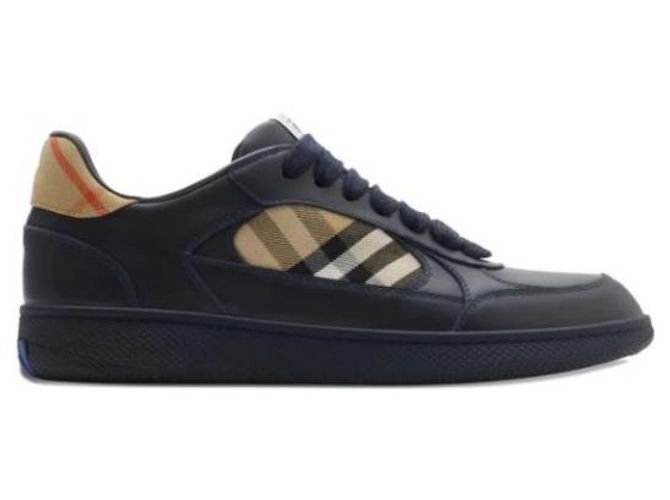Burberry Sneaker Terrace in pelle e quadretti Blu - vista 4