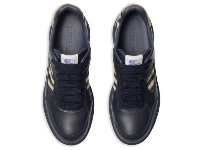 Burberry Sneaker Terrace in pelle e quadretti Blu - vista 9