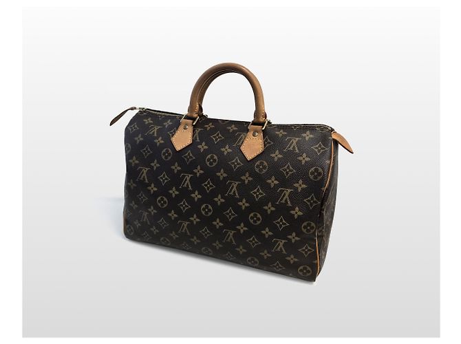 Louis Vuitton Borsa Tote Speedy in tela Monogram marrone - vista 10