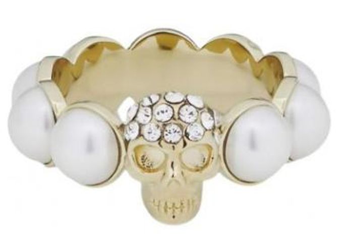 Anello Alexander McQueen Skull Pearl Oro D'oro - vista 6