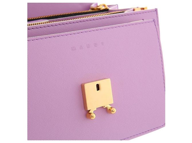 Marni Borsa Trunk Medium in Saffiano Porpora - vista 10