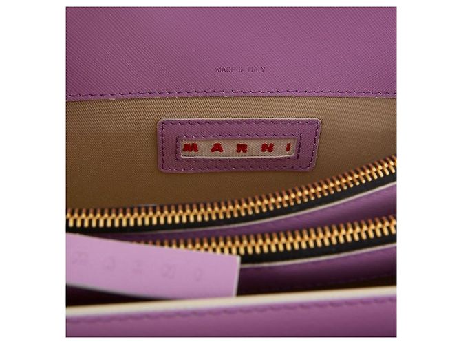 Marni Borsa Trunk Medium in Saffiano Porpora - vista 11
