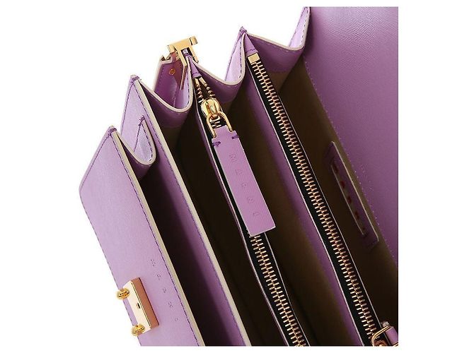 Marni Borsa Trunk Medium in Saffiano Porpora - vista 12