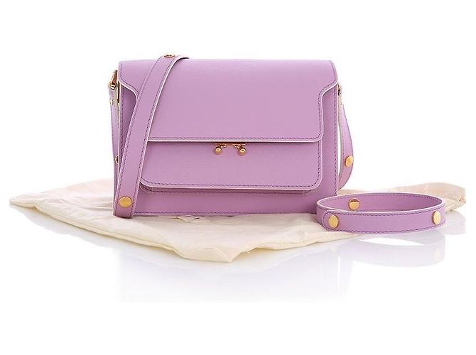 Marni Borsa Trunk Medium in Saffiano Porpora - vista 14