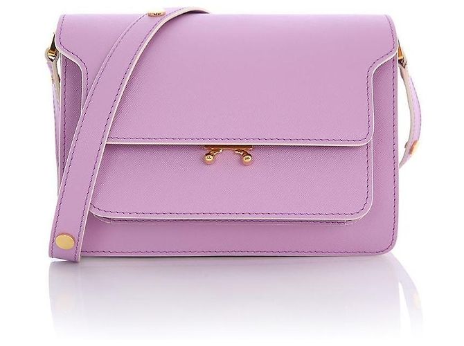 Marni Borsa Trunk Medium in Saffiano Porpora - vista 3