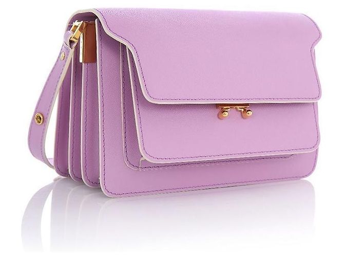 Marni Borsa Trunk Medium in Saffiano Porpora - vista 5