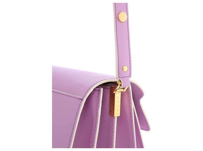 Marni Borsa Trunk Medium in Saffiano Porpora - vista 8