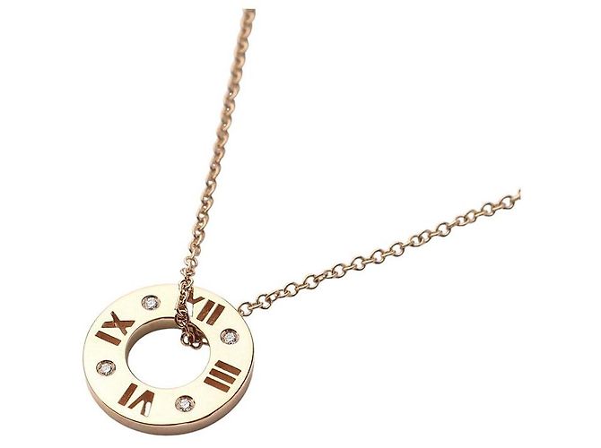 Tiffany & Co Collana con pendente Atlas in oro rosa e diamanti - vista 4