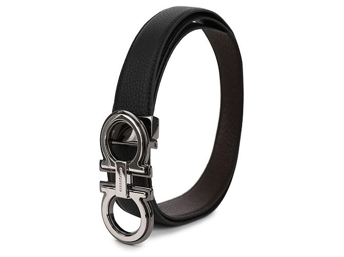Salvatore Ferragamo Reversible Leather Belt NERO+HICORY Brown - view 4