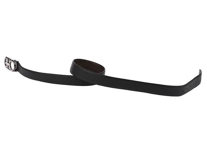 Salvatore Ferragamo Reversible Leather Belt NERO+HICORY Brown - view 5
