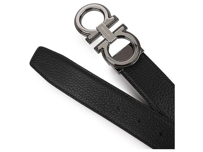 Salvatore Ferragamo Reversible Leather Belt NERO+HICORY Brown - view 6