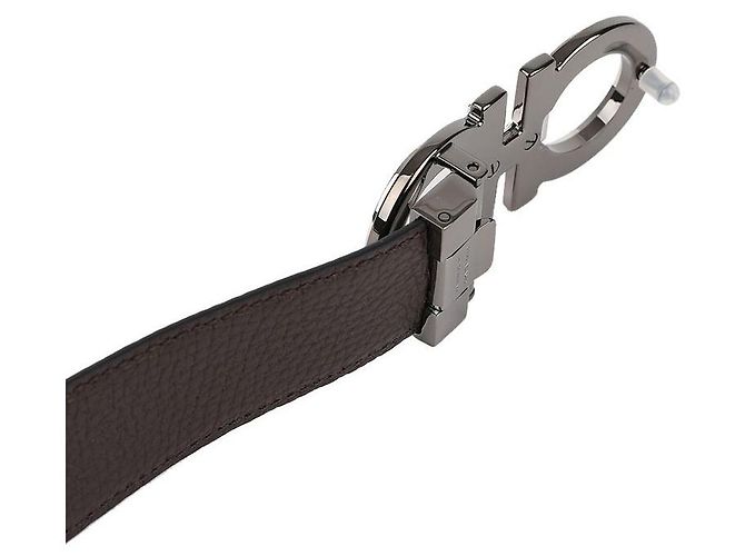 Salvatore Ferragamo Reversible Leather Belt NERO+HICORY Brown - view 7