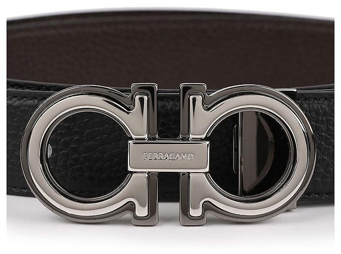 Salvatore Ferragamo Reversible Leather Belt NERO+HICORY Brown - view 8