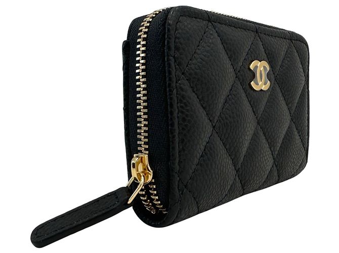 Chanel Portacarte con zip Classic Caviar Gold Nero - vista 4