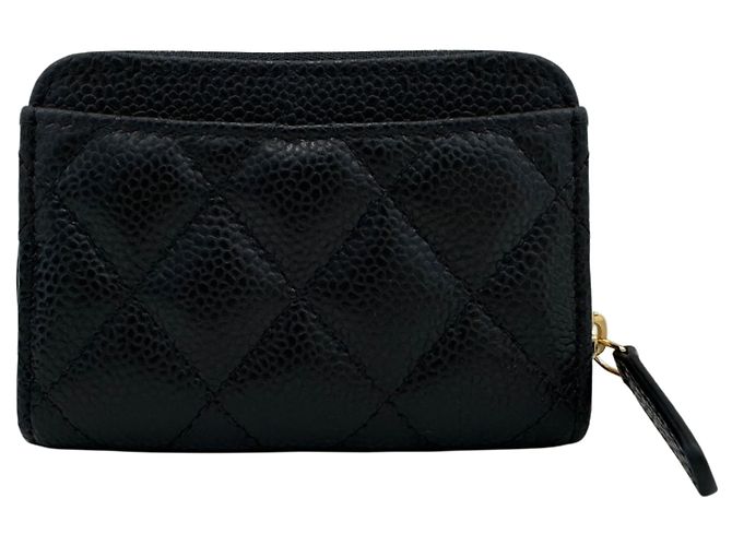 Chanel Portacarte con zip Classic Caviar Gold Nero - vista 8