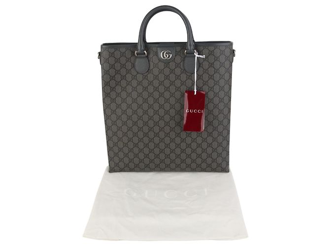 Gucci Gray GG Supreme Canvas Ophidia Medium Document Tote Bag - view 8