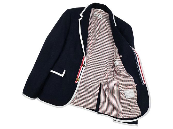 Thom Browne Blazer Jacke Navy Wolle Blau - Ansicht 4