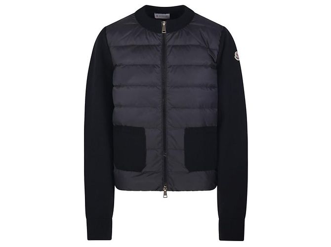 Moncler Gesteppter Wollcardigan mit Reißverschluss Schwarz - Ansicht 2
