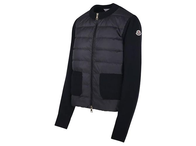 Moncler Gesteppter Wollcardigan mit Reißverschluss Schwarz - Ansicht 4