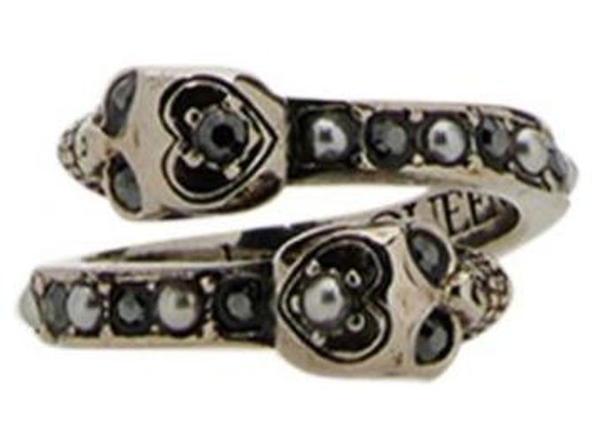Alexander Mcqueen Anello Teschio Wraparound Argento - vista 4